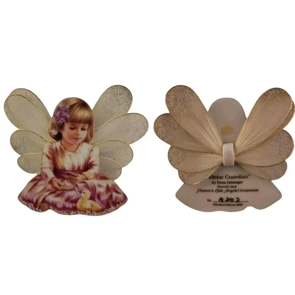 Heavens Little Angels Garden Satin Wing Dona Gelsinger Porcelain Ornaments Set-3